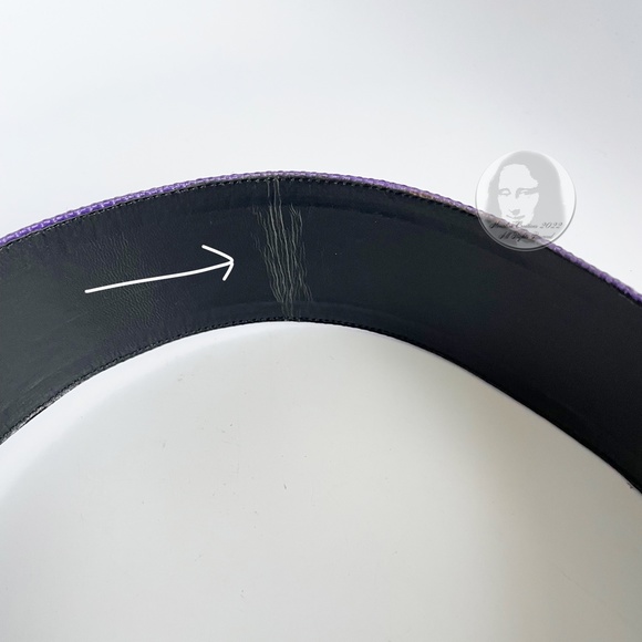 Vintage Belt by Ungaro Parallele with Round Resin Buckle Wide Purple Fabric Sz36 - Picture 8 of 10